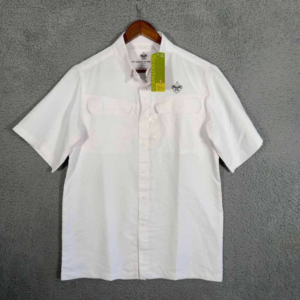 Boy Scouts of America Shirt Mens S White Vented Short Sleeve BSA Uniform Poly